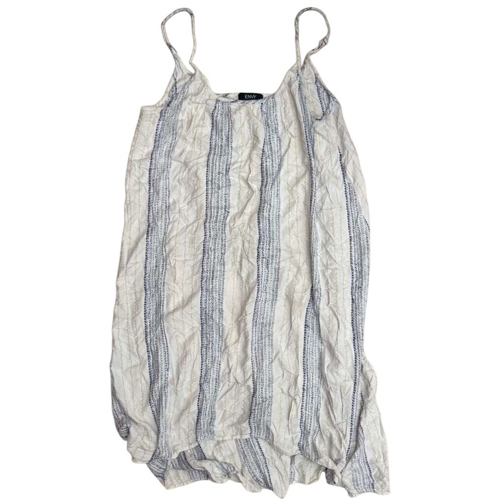 Envy Womens Blue White Striped Spaghetti Strap Sleeveless Shift Dress Medium
